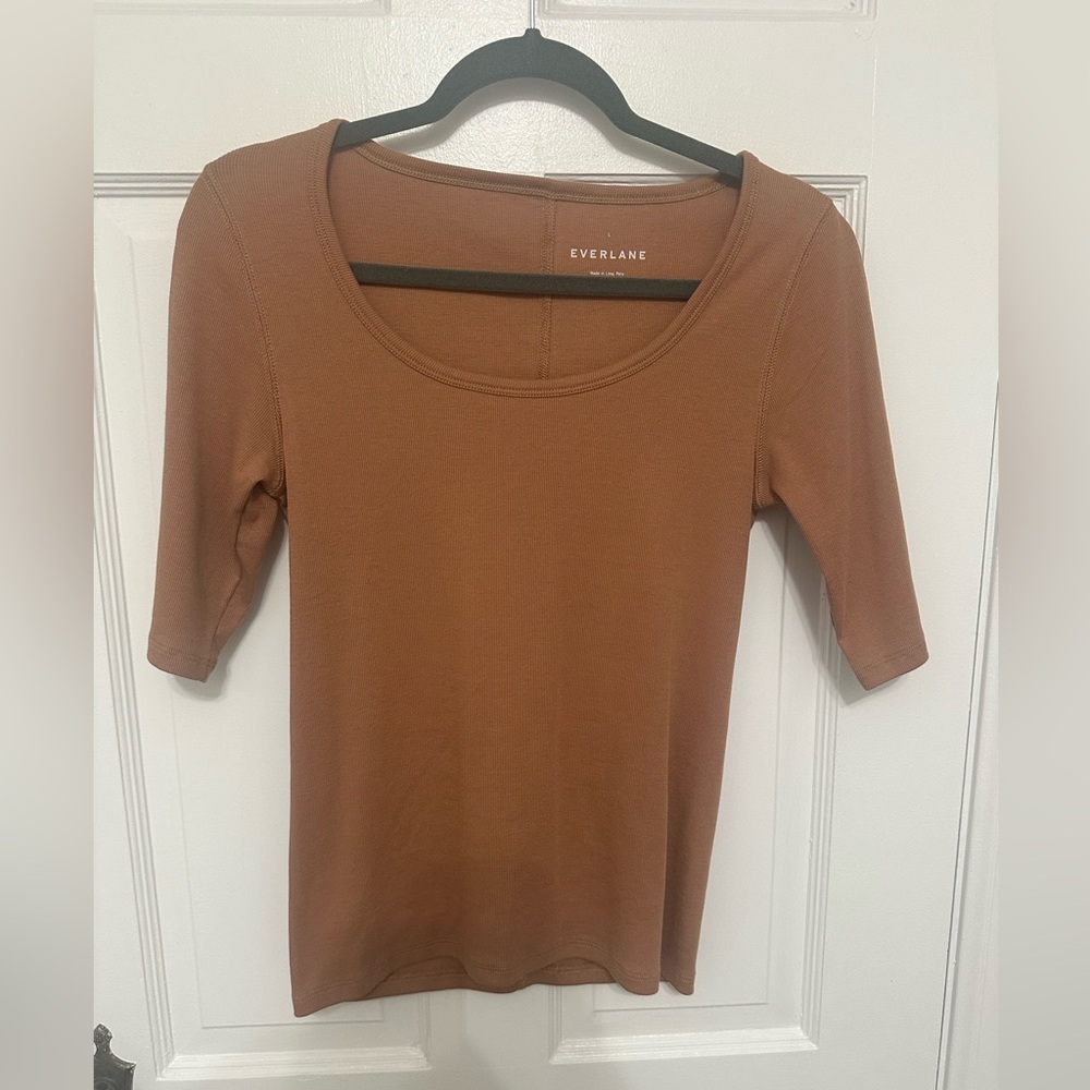 Everlane Pima Micro-Rib Scoop-Neck L
